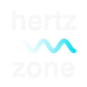 the letters hertz and zone with a wave in between